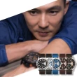 【RHYTHM 麗聲】酷炫錶圈賽車風格日期顯示親膚橡膠錶帶手錶-TQ1701(潛水錶)