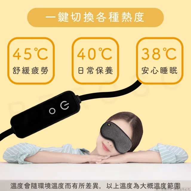 【Beroso 倍麗森】磁吸式三段溫控定時立體熱敷眼罩A00029(眼部按摩器 蒸氣熱敷眼罩 遮光睡眠眼罩)