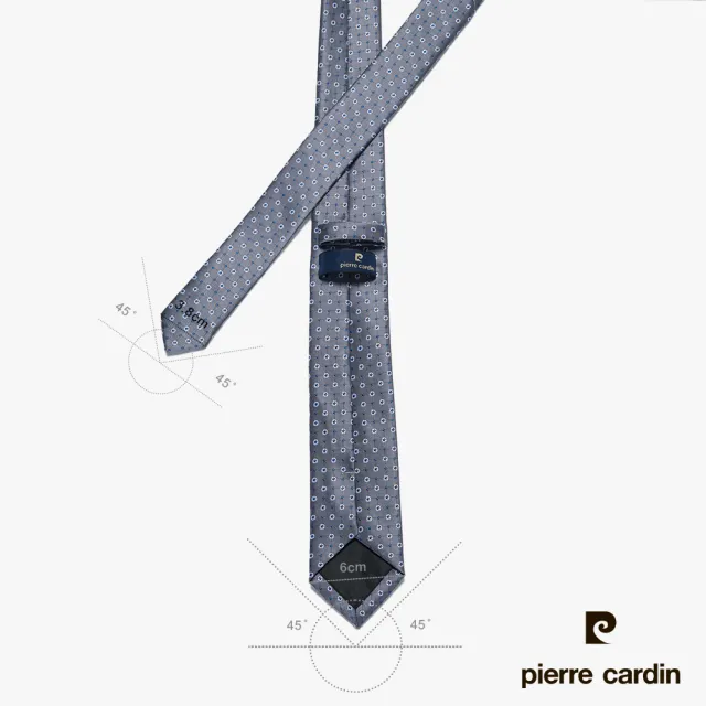 【pierre cardin 皮爾卡登】商務正裝休閒百搭紳士手打領帶-灰色圓點緹花(AD123-08)