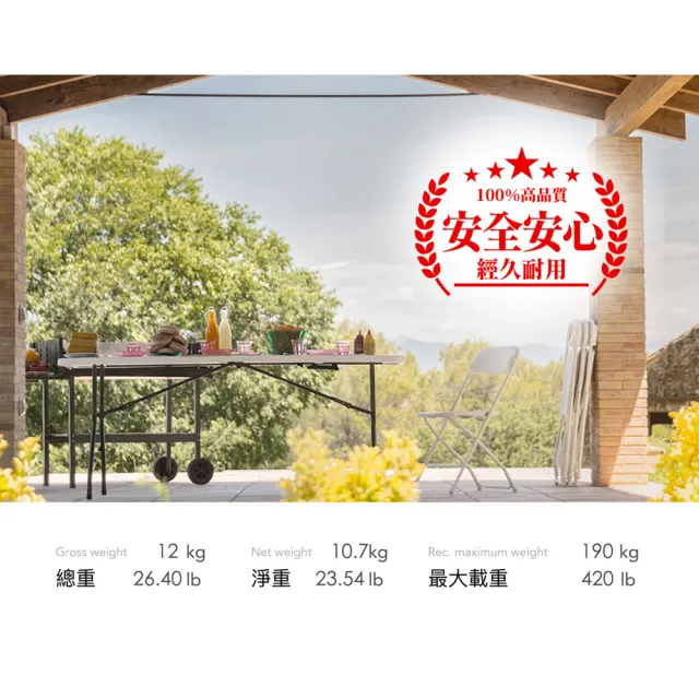 【ZOWN】Oskar 150cm折疊桌 白x1入(150x75x74.3 cm)
