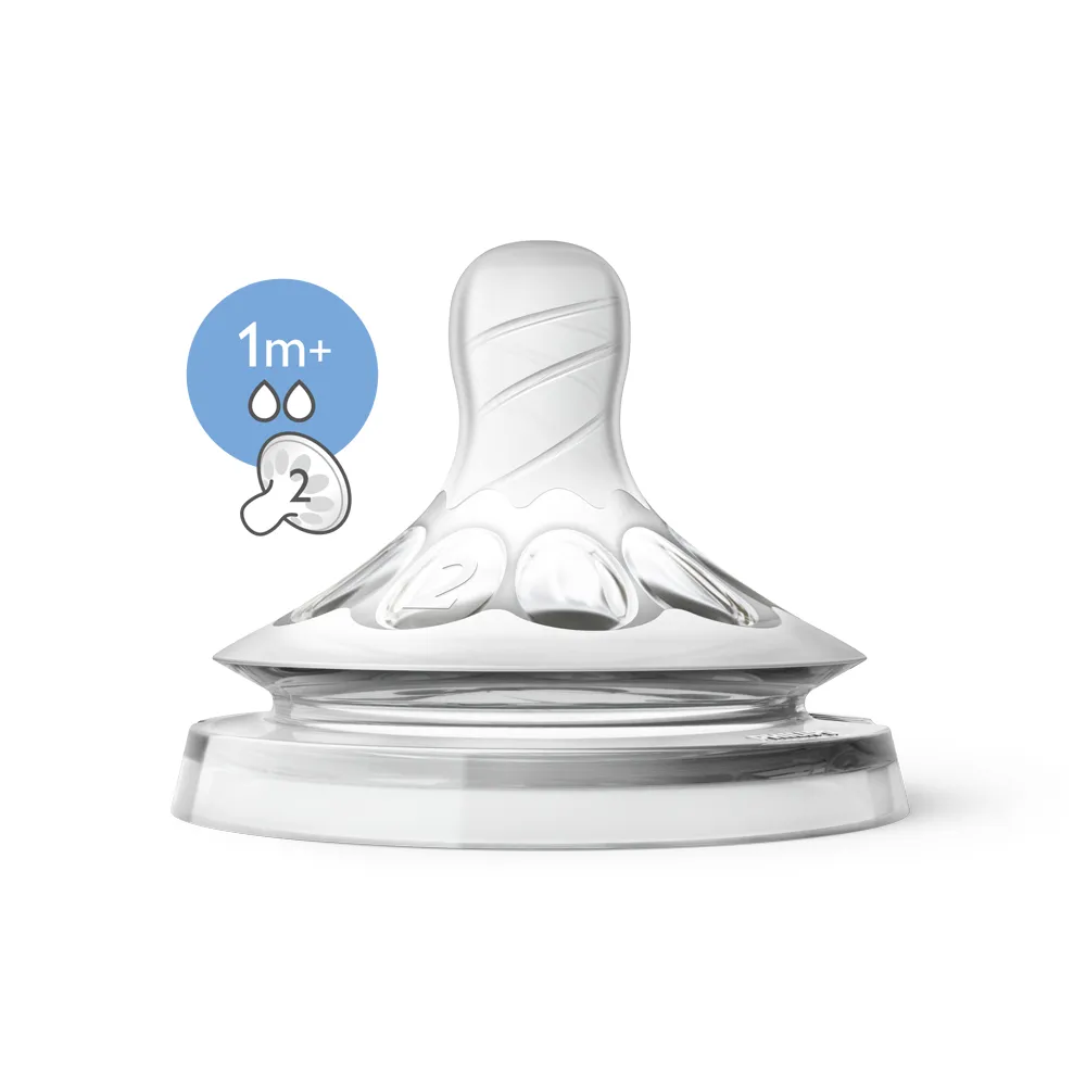 【PHILIPS AVENT】親乳感防脹氣奶嘴雙入裝 慢流量 1M+ 二號嘴(SCF652/23)