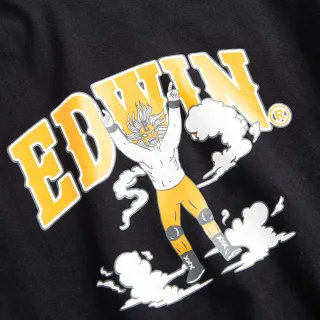 【EDWIN】男裝 橘標 假面摔角手E君印花長袖T恤(黑色)