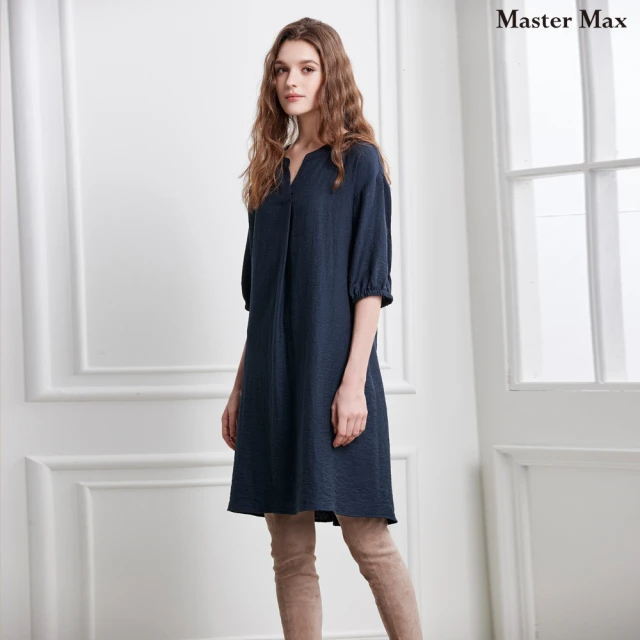 【Master Max】休閒寬鬆感素面V領七分袖洋裝(8321001)