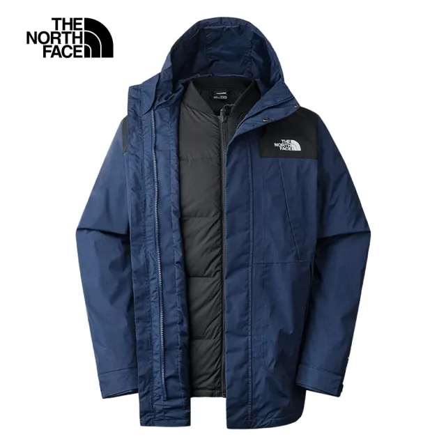 【The North Face 官方旗艦】北面男款藍色防水透氣保暖連帽三合一外套｜81NH92A(內搭羽絨款)