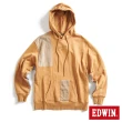 【EDWIN】男裝 再生系列 CORE 拼布寬版連帽長袖T恤(土黃色)