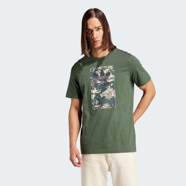 【adidas 愛迪達】上衣 男款 短袖上衣 運動 亞規 CAMO TONGUE TEE 綠 IU4684