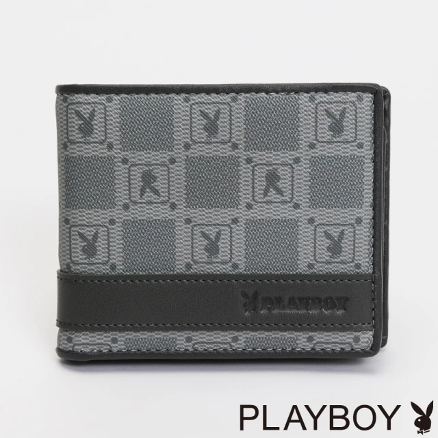 PLAYBOY 中翻短夾可拆式 Lofty系列(灰色)