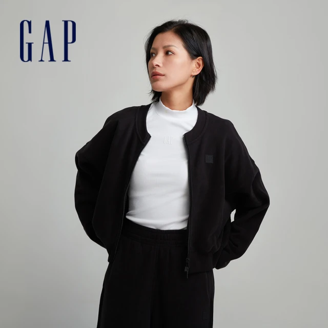 GAP 女裝 LogoV領針織外套-深灰色(714972)好