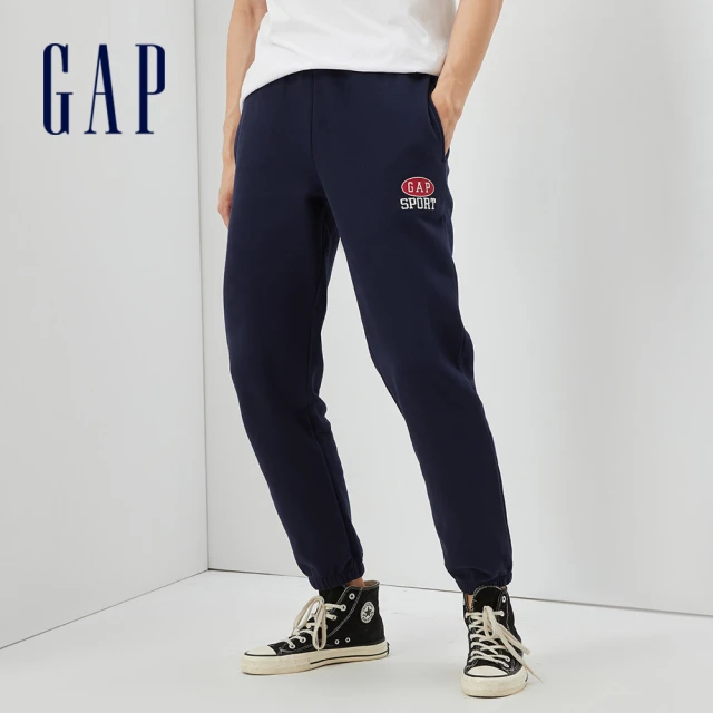 GAP 男裝 Logo束口鬆緊褲 碳素軟磨系列-藏藍色(804496)