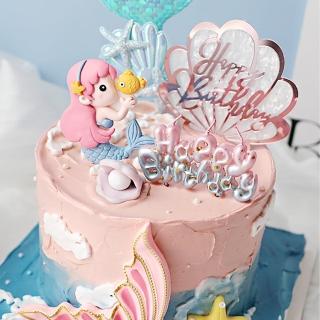 【生日快樂】美人魚色系蛋糕蠟燭(生日插牌 夢幻少女感 特殊造型蠟燭 慶生派對 蛋糕外掛 慶祝 烘焙)
