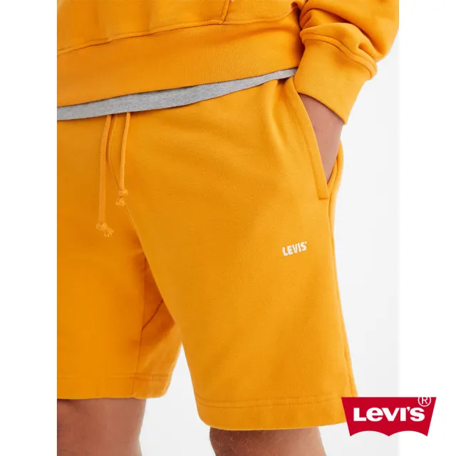 【LEVIS】Gold Tab金標系列 男款 重磅抽繩棉短褲 / 精工刺繡Logo / 405GSM厚棉 芥末黃 熱賣單品 A3779-0005