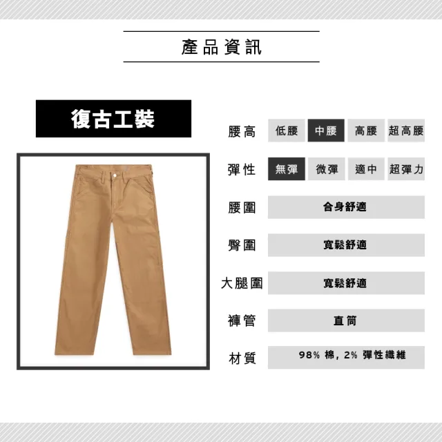 【LEVIS 官方旗艦】男款  中低腰修身直筒卡其工裝褲 / 彈力布料 /耐磨 熱賣單品 A1136-0000