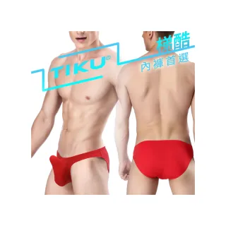 【TIKU 梯酷】凸立囊袋冰絲舒適透氣三角男內褲 紅色(8001)