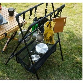 【May Shop】兩入組 戶外露營折疊置物架野營自駕遊車載晾衣架(曬網 支架 掛物架 掛鍋架)