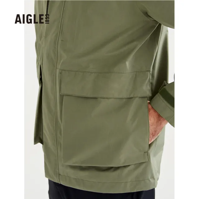 【AIGLE】防水風衣AG-3P132A070 綠色(男風衣 防水透氣風衣)