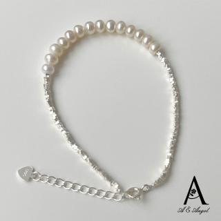 【ANGEL】微笑碎銀雅緻珍珠簡約手鍊(銀色)