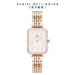 【Daniel Wellington】DW 手錶 Quadro Lumine Bezel 20X26mm星環珠寶式鎏金方錶-兩色任選(DW00100670)