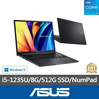 【ASUS 華碩】14吋i5輕薄筆電(VivoBook 14/i5-1235U 10核心/8G/512G SSD/W11)