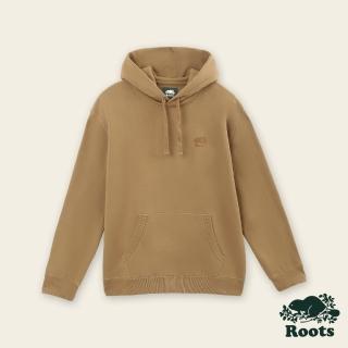 【Roots】Roots男裝-絕對經典系列 海狸LOGO落肩刷毛布連帽上衣(核桃棕)
