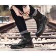 【ANSEL】真皮馬丁靴/真皮異材質拼接時尚個性馬丁靴(黑)