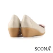 【SCONA 蘇格南】全真皮 簡約舒適鑽飾楔型鞋(粉色 31198-2)