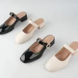 【SANDARU 山打努】穆勒鞋 珍珠釦飾真皮瑪莉珍跟鞋(黑)