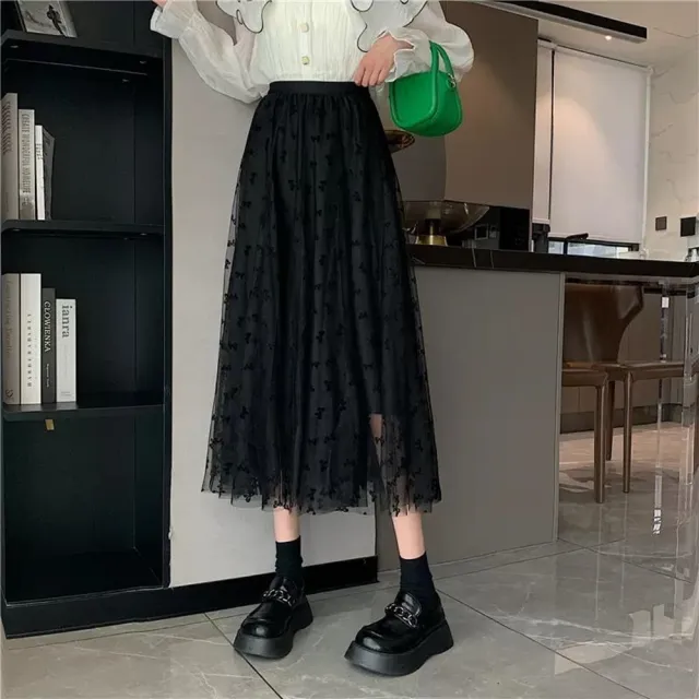 【巴黎精品】現貨+預購 女半身裙A字裙網紗裙中長裙百褶裙子大碼洋裝休閒大尺碼女裝(兩面穿2款2色a1dd31)