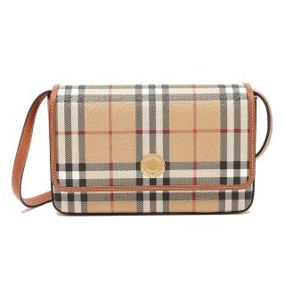【BURBERRY 巴寶莉】Hampshire經典格紋斜揹包(石楠木棕色)
