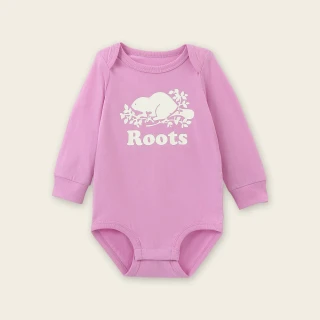 【Roots】Roots嬰兒-絕對經典系列 海狸LOGO有機棉長袖包屁衣(紫色)