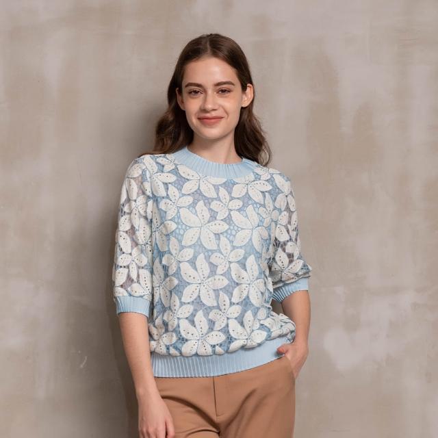 【perng yuh 芃諭名品】*微風徐徐 鏤空花 蕾絲上衣(2023 AW Collection｜2C秋冬系列)