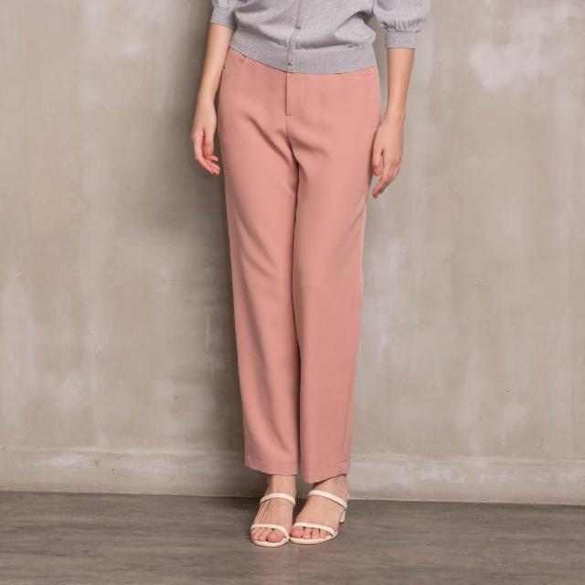 【perng yuh 芃諭名品】淺柔粉淡 厚雪紡 落地直筒褲(2023 AW Collection｜2C秋冬系列)