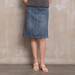 【perng yuh 芃諭名品】日常格調 配色牛仔 修身 及膝裙(2023 AW Collection｜2C秋冬系列)