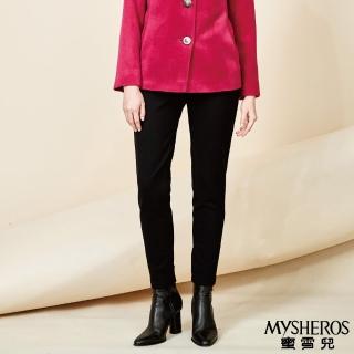 【MYSHEROS 蜜雪兒】羊毛九分褲 前釦拉鍊 素色 保暖(黑)