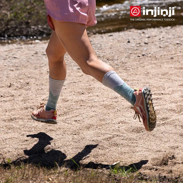 【Injinji】女 Trail野跑避震吸排五趾中筒襪F(高嶺綠)WAA39X(厚底防震 吸濕排汗 防腳底水泡 女襪)