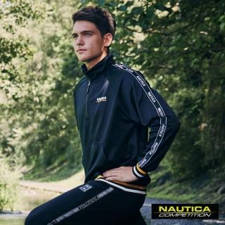【NAUTICA】男裝 COMPETITION立領雙肩織條修身衝鋒衣(黑)