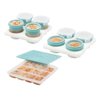 【2angels】矽膠副食品製冰盒15ml+儲存杯60ml+120ml 三件組(冰塊磚盒分裝零食盒)