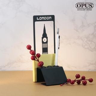 【OPUS 東齊金工】歐式鐵藝 便條筆座/memo夾/書寫辦公用品(PE-bi16B 倫敦大笨鐘 經典黑)