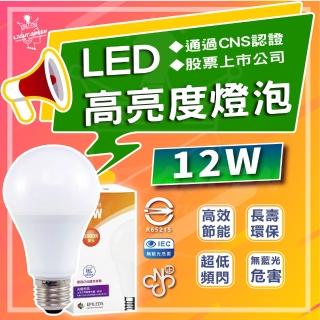 【光鋐科技】4入組 股票上市公司 12W LED燈泡 無藍光危害 E27燈頭 全電壓(白光/中性光/黃光)