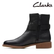 【Clarks】女靴 Cologne Strap 個性飾釦異材質拼接短靴 真皮靴(CLF74771B)