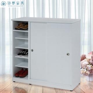 【Build dream 築夢傢俱】3.6尺 防水塑鋼 左半開放 滑門鞋櫃 楓木色系列