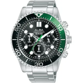 【ALBA】雅柏 潛水造型三眼計時手錶-45mm(AT3J39X1/VD53-X392G)