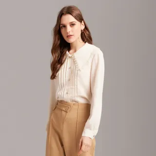 【KERAIA 克萊亞】皎潔月光蕾絲領片襯衫上衣