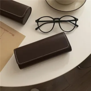 【皮革時尚】皮質太陽眼鏡盒(太陽眼鏡盒 收納眼鏡盒 老花眼鏡 眼鏡袋 墨鏡 收納盒 硬殼眼鏡盒 防壓 磁吸扣)