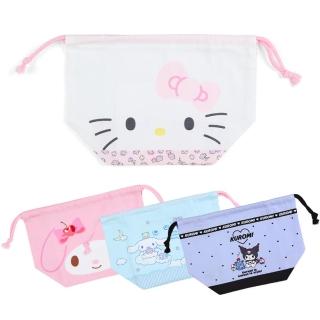 【小禮堂】三麗鷗 棉質便當束口袋 HELLO KITTY 美樂蒂 酷洛米(平輸品) 凱蒂貓
