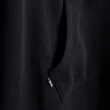 【SOMETHING】女裝 植絨LOGO刺繡分岔長版連帽長袖T恤(黑色)
