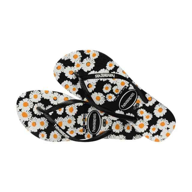 【havaianas 哈瓦仕】拖鞋 女鞋 夾腳拖 小雛菊 花朵 Slim Daisy Caitti 黑 4147887-0128W(哈瓦士)