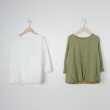 【CUMAR】圓領蕾絲繡花七分袖上衣(白 綠)
