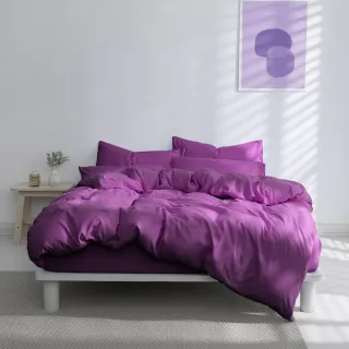 【AnD HOUSE 安庭家居】經典素色-加大床包枕套組-魅力紫(柔軟舒適/舒柔棉)