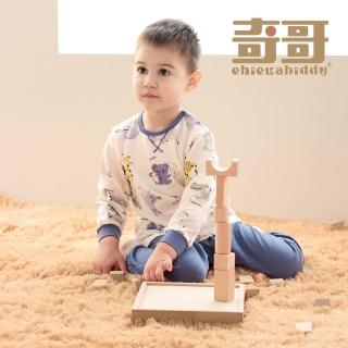 【奇哥官方旗艦】Chic a Bon 動物點點名跳色側開長袖套裝/居家服/睡衣 2-3歲(2色選擇)