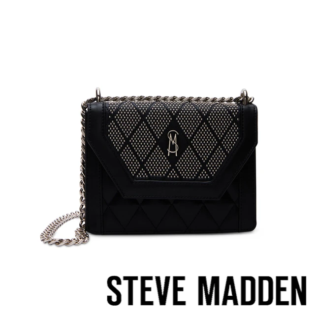 STEVE MADDEN BRIO-S 鑽面菱格紋信封斜背包(黑色)